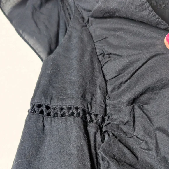 &Other Stories Embroidered Ruffle Mini Dress Black Size 4 Cotton - Picture 5 of 10